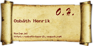 Osbáth Henrik névjegykártya